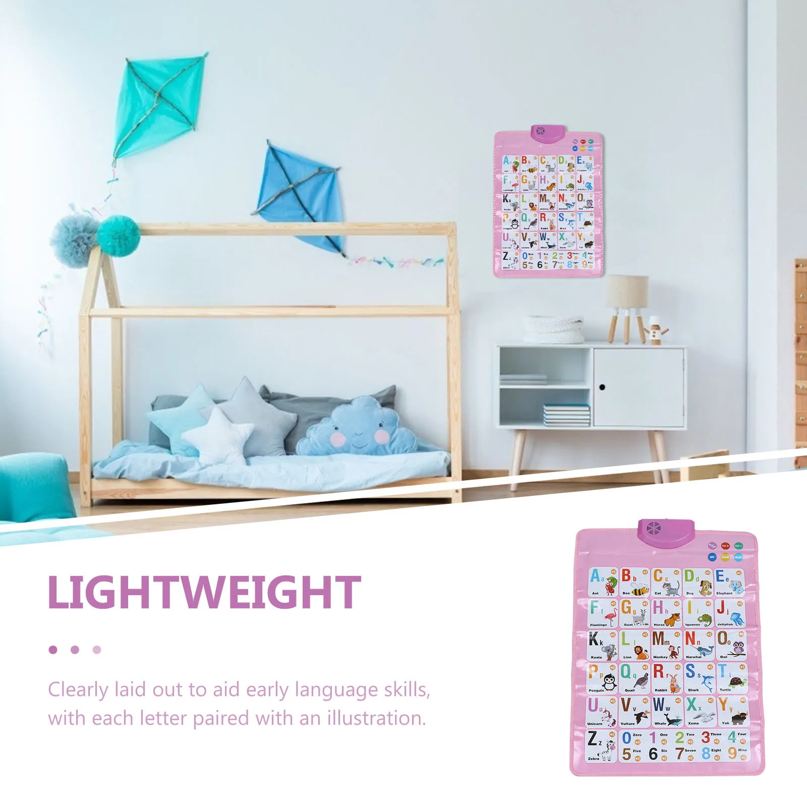 1 قطعة التعليم المبكر الصوت جدار الرسم البياني الملونة الأبجدية خريطة الأطفال تعلم المشارك الإنجليزية الصوت التعليمية #4