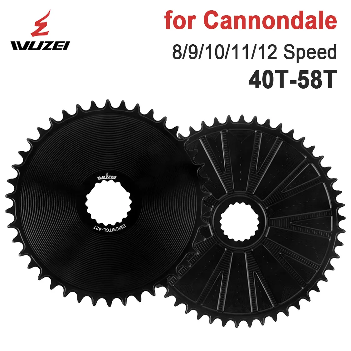 WUZEI Chainring for Cannondale Road Bike Chainwheel 40T-58T Bicycle Sprocket 8 9 10 11 12 Speed Single Crown Lightweight