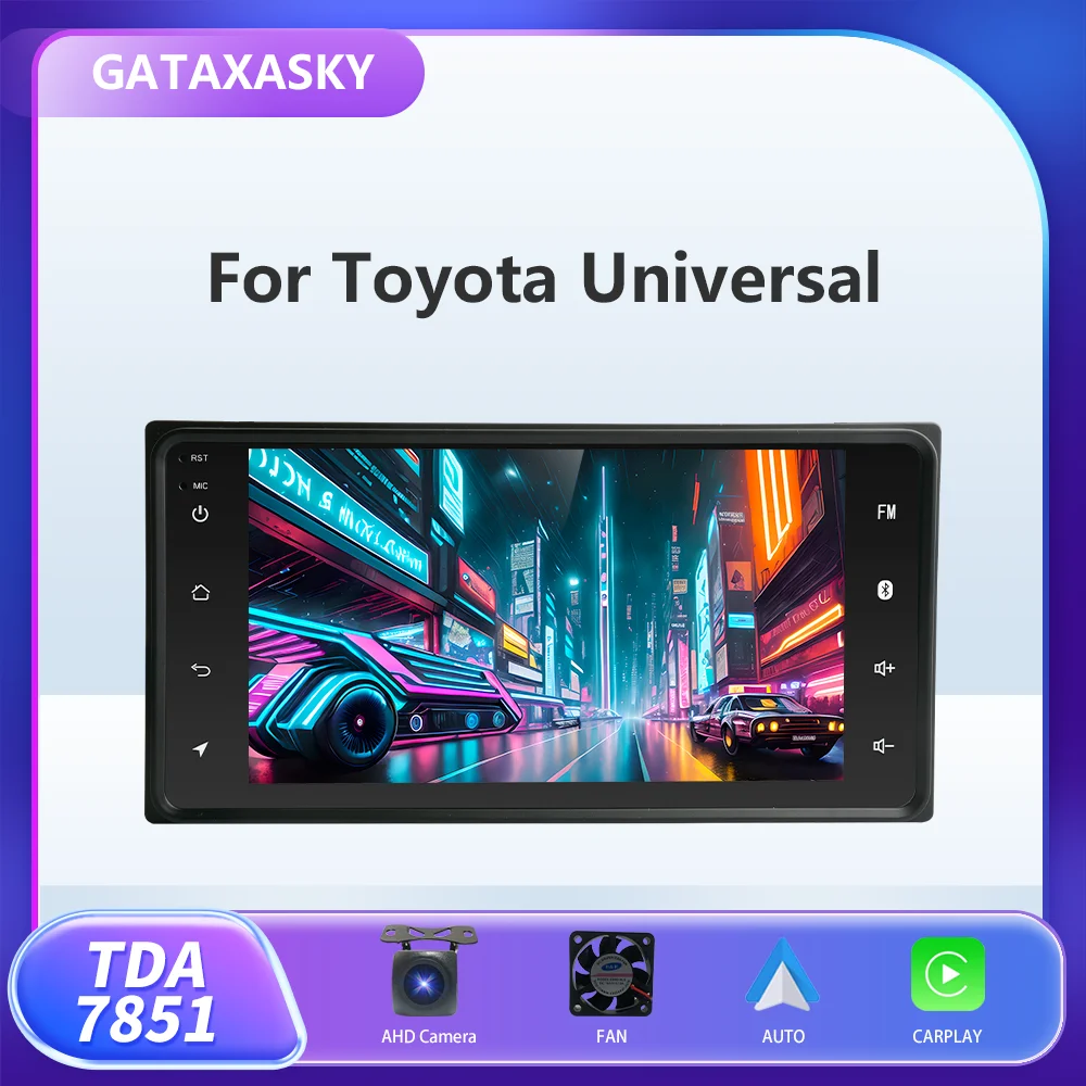 

GATAXASKY For Toyota VIOS CROWN CAMRY HIACE PREVIA COROLLA RAV4 Car android Radio Multimedia Player CarPlay Stereo Universal