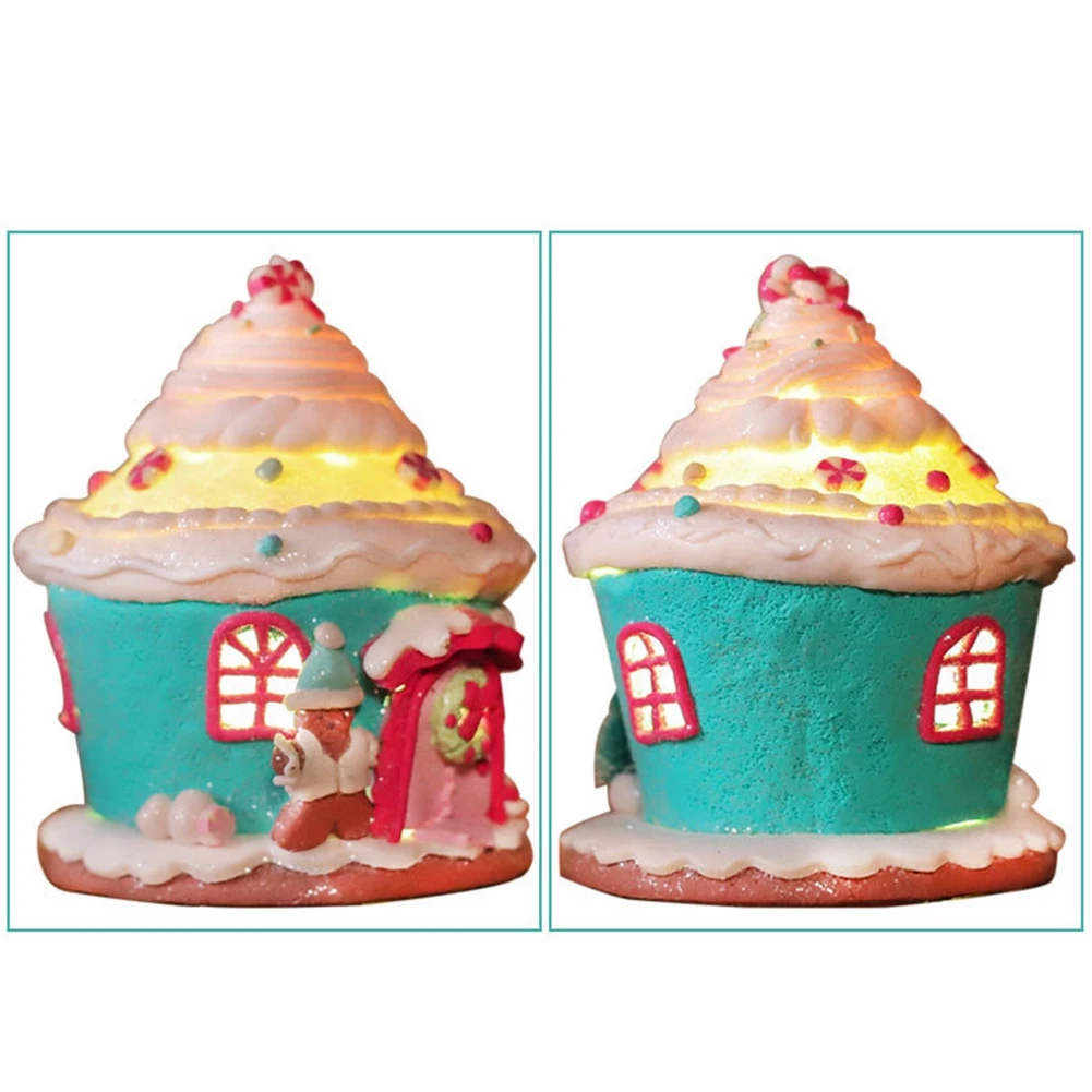 LED Christmas Gingerbread House Light Up House Gingerbread Decor Christmas House Tabletop Christmas Holiday Decorative,B