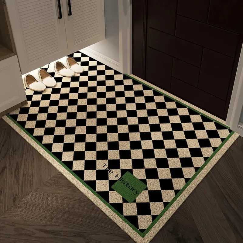 Tapis damier, décoration de la maison, motif géométrique Vintage, pour salon, entrée, porte, cuisine