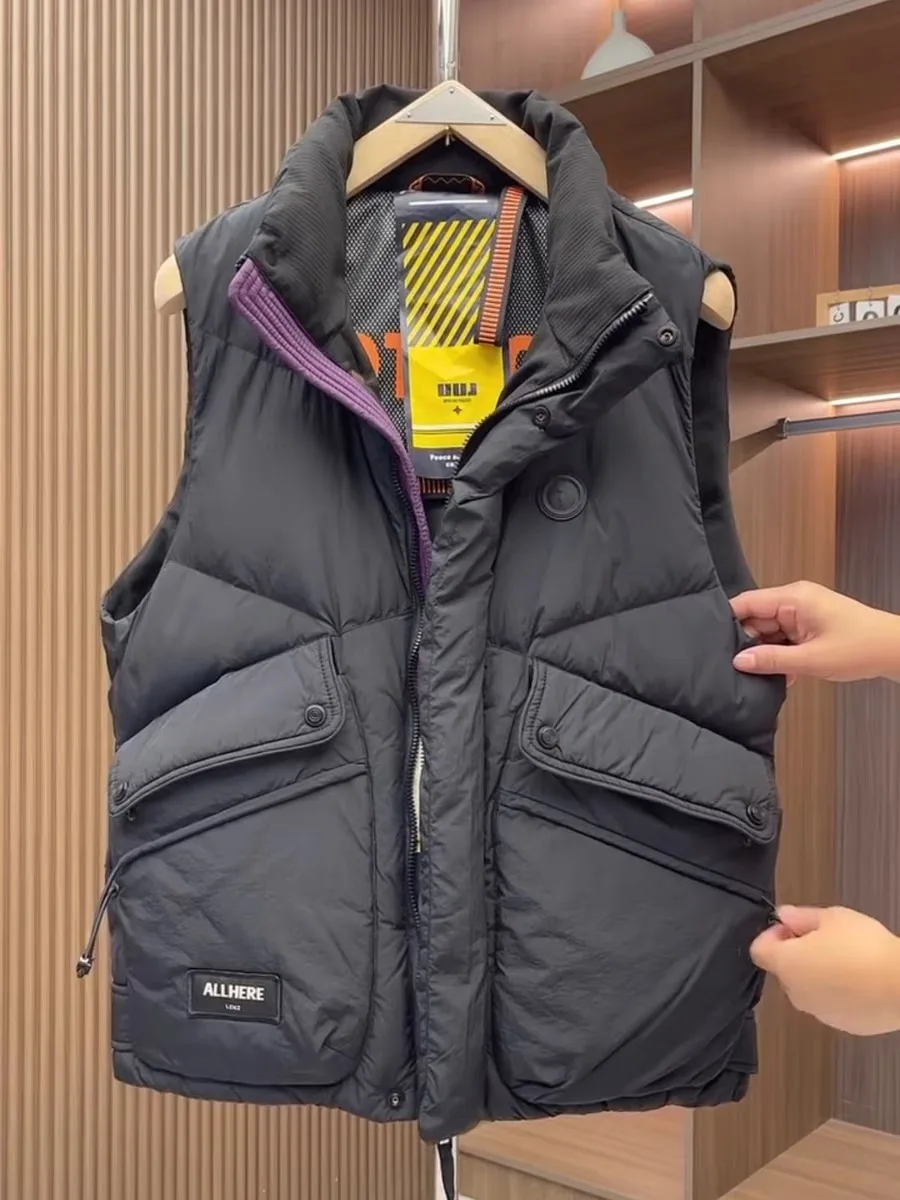 

Thiened down Jaet, повседневная мужская зимняя спецодежда для отдыха, жилет с большими ketми, белый комбинезон Du down, молодежный тренд