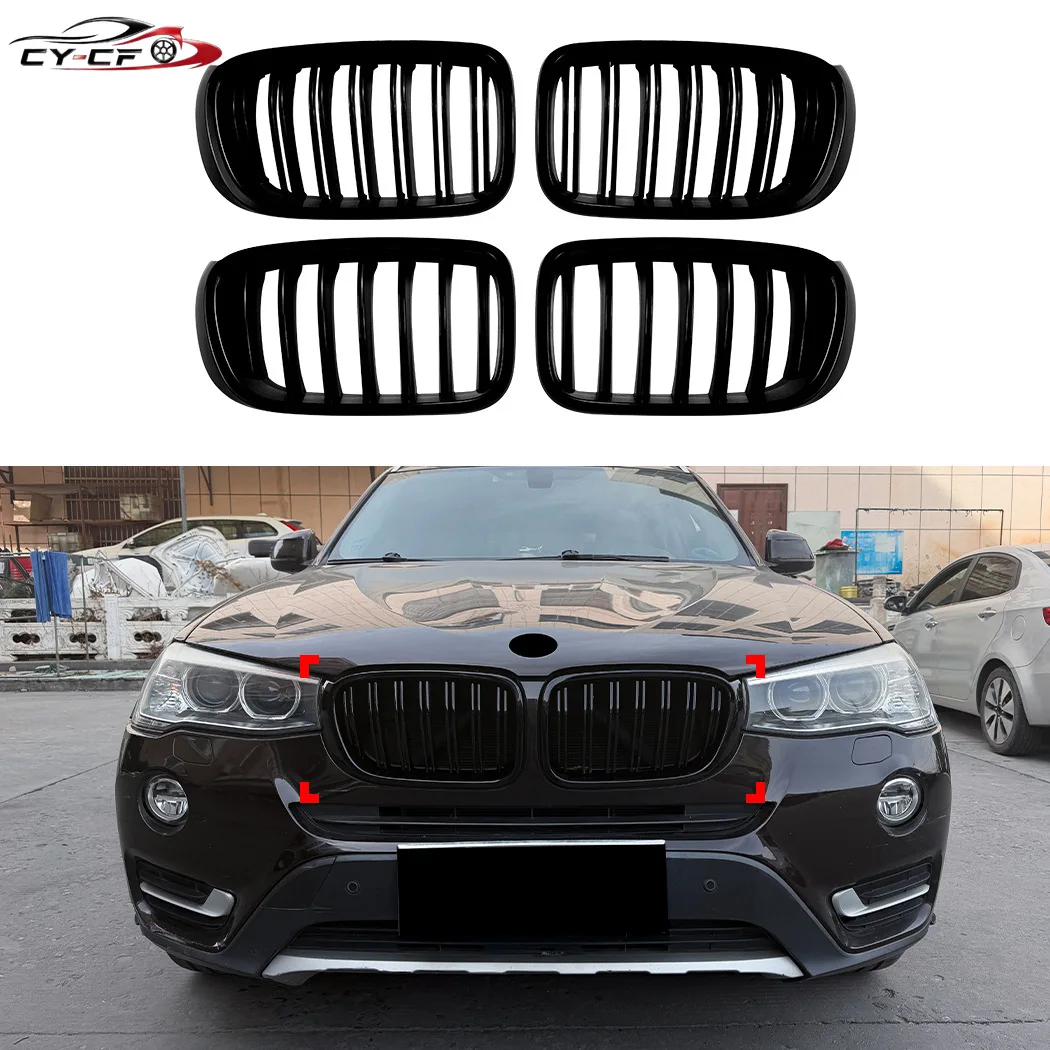 

For BMW X3 X4 F25 F26 LCI 2014-2017 Front Grille Single Line Double Line Glossy Black Mesh Grill Replacement Upgrade Auto Parts
