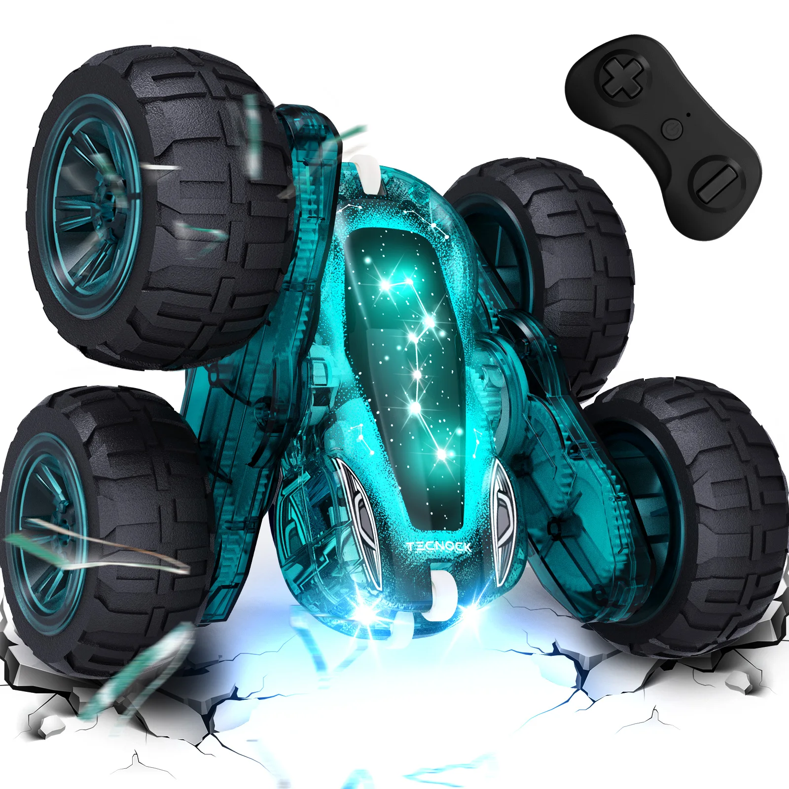 

Remote Control Car with Lights, 2.4Ghz RC Car Double Sided 360°Flip RC Stunt Cars,Portable Rechargeable Toy Car for Kids&Adults