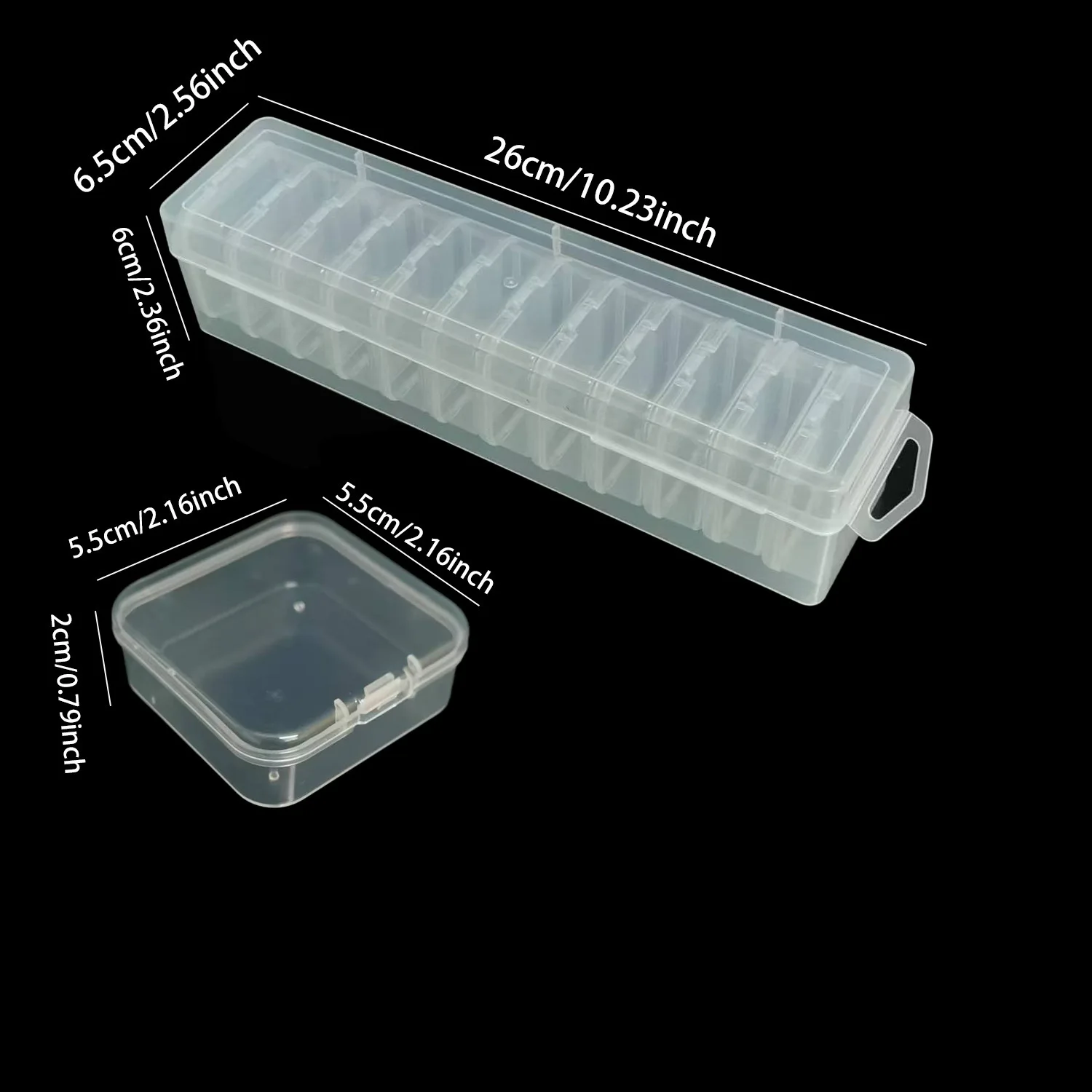 

12/24 grid 5.5 transparent dustproof rice bead storage box, plastic small square box, miscellaneous desktop storage box