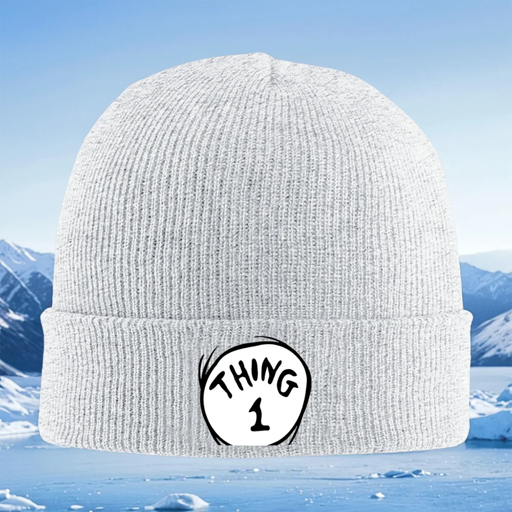 شيء 1 تصميم أسود أبيض للرجال والنساء للجنسين قبعة محبوكة قبعة صوفية قبعة شتوية حرارية دافئة لعيد الميلاد وركوب الدراجات في الهواء الطلق والمشي لمسافات طويلة