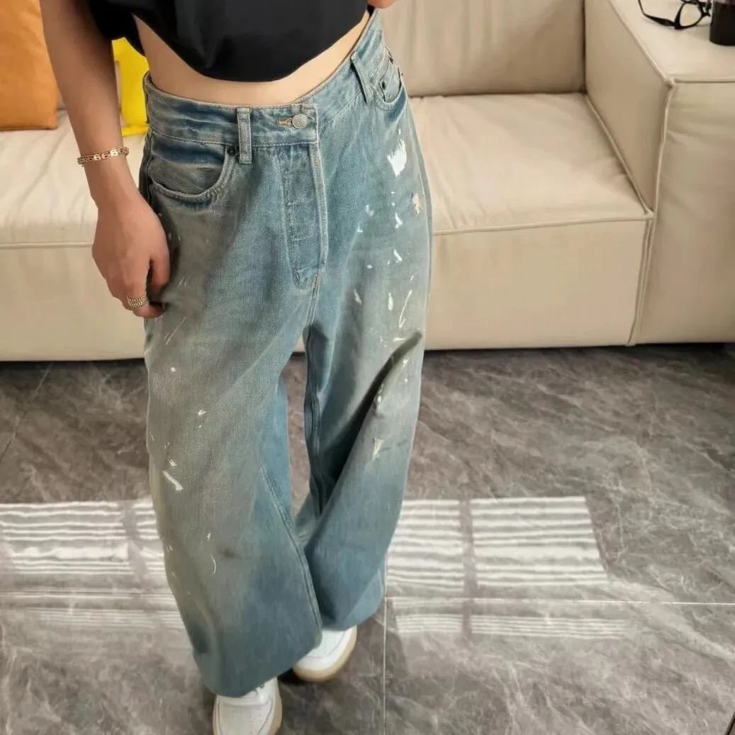 Straight Leg Jeans Women Loose Wide Denim Pants Vintage Washed High Waist Retro Casual Comfort Trousers