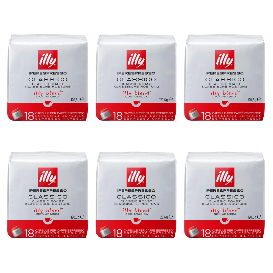 Illy iperespresso coffee capsules classic roast, 6 pack of 18 capsules, total 108 capsules - qumir