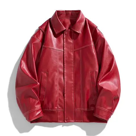 Spring Autumn New Loose Trend Men Couple Jacket Lapel Motorcycle Handsome Coats Europe The United States Trend Leather Jacket