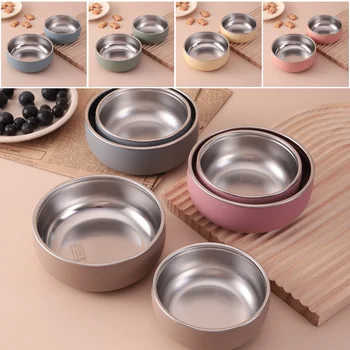 Color Kids 2PCS Stainless Steel Bowl Tableware Set For Baby Feeding Detachable Silicone…