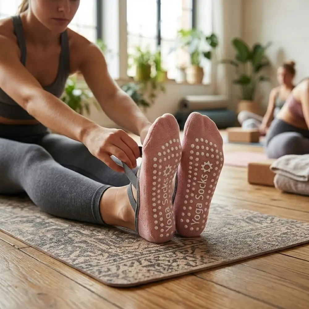 1/2/4 Pairs Yoga Socks, Cross Strap, Full Sole Silicone Grips, Anti Skid Socks for Women, Pilates, Ballet, Home Fitness, Indoor