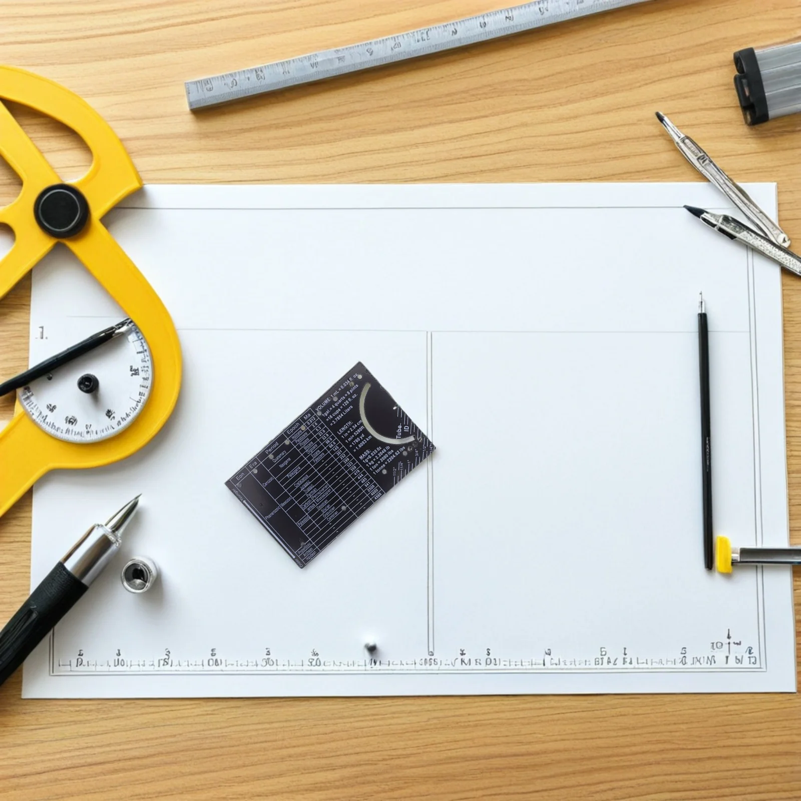 قاعدة مقياس هندسة الجيب مسطرة معدنية مدمجة للمهندسين المدنية أداة قياس مترية مع منقلة التخرج الصغيرة