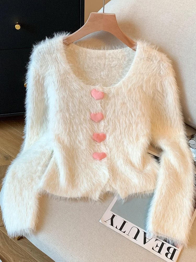 

Рекомендуемый женский вязаный свитер Chao Level, осень 2025, модный корейский стиль, свободный крой, длинный рукав, на пуговицах