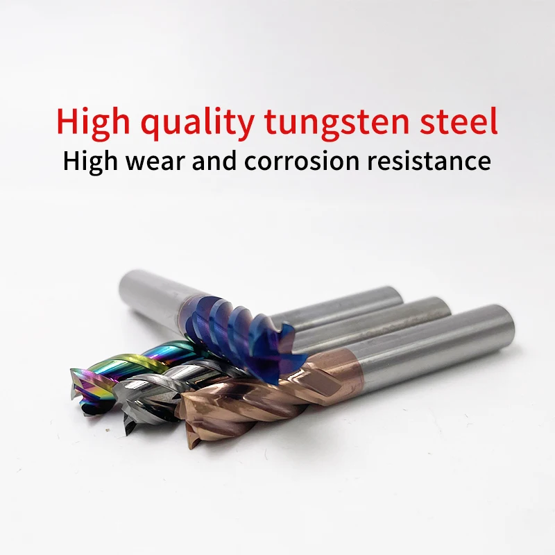 HRC55 65 คาร์ไบด์ End Mills โลหะผสมทังสเตนเครื่องตัดเหล็ก 4-20 มม.ตัดเครื่องมือ CNC Maching เคลือบ FLAT End Mill 3/4 ขลุ่ย