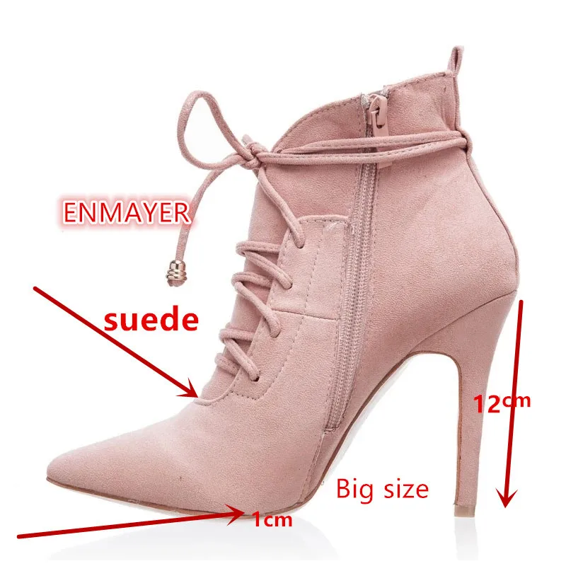  High Heels Pointed Toe Cross-Tied Boots Woman Shoes Autumn INS Fashion Botas Mujer Thin Heels Lace Up Women Boots