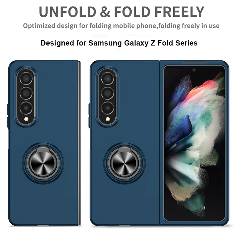 Case for Samsung Galaxy Z Fold 3 4 5 with Magnetic Ring Kickstand Bracket Armor Phone Cover for Galaxy Fold 1 2 5G