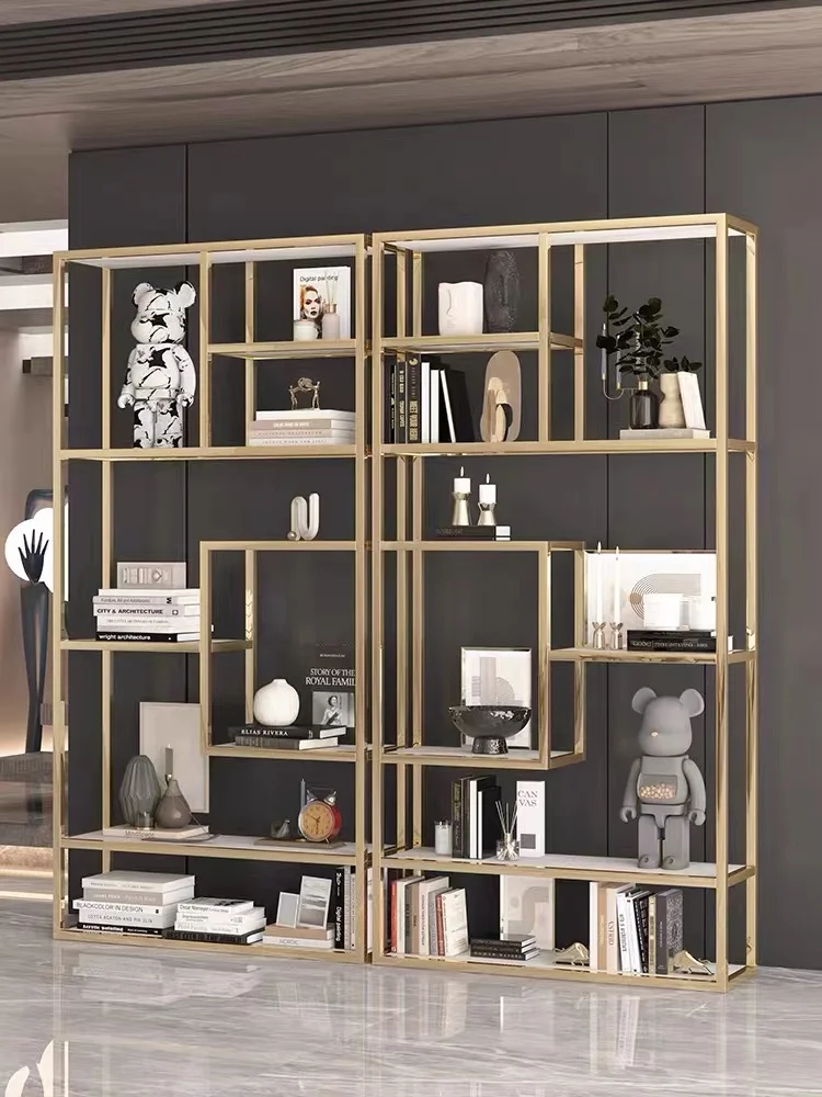 High quality gold wood magazine rack shelf living room furniture bookshelves for home library