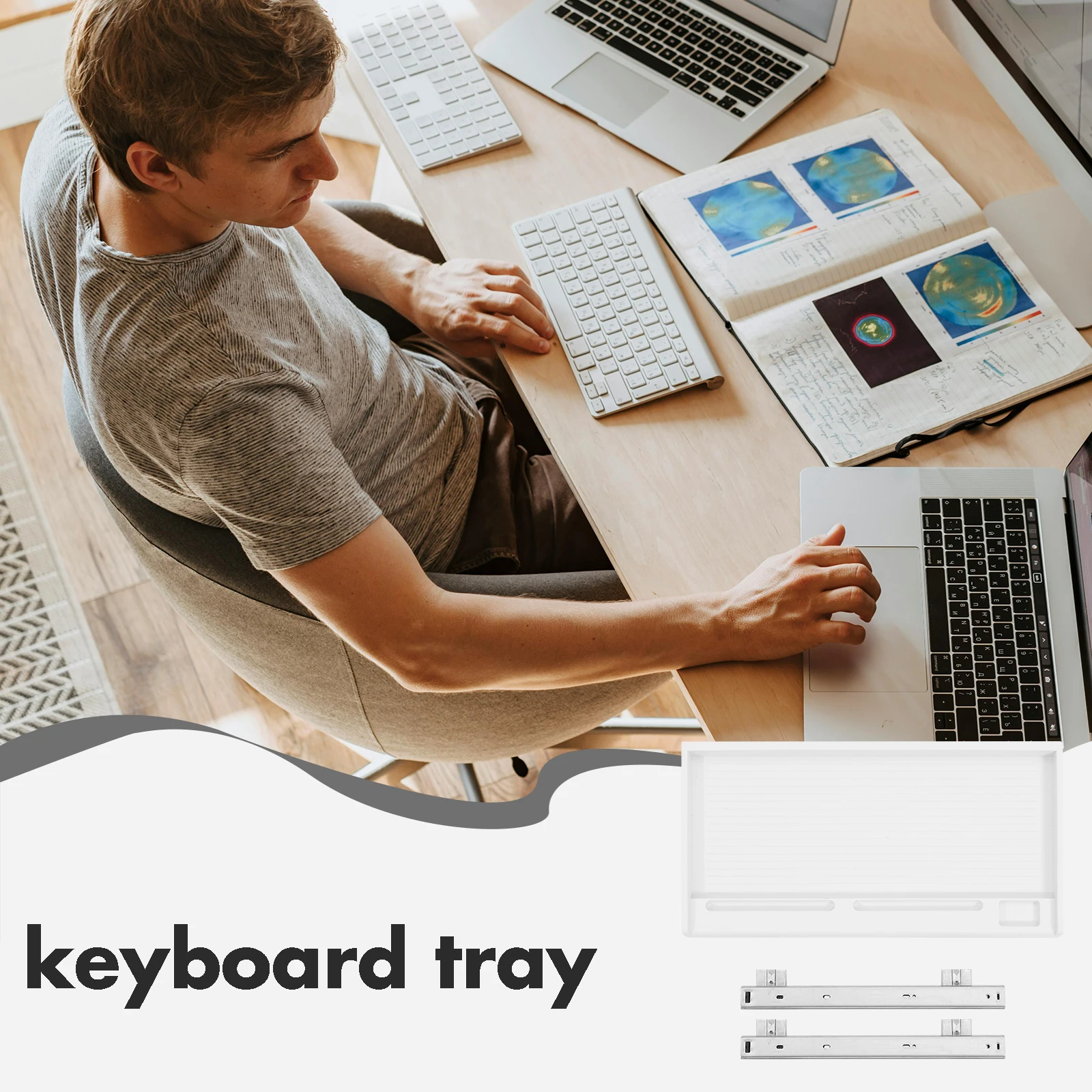 

Keyboard Tray Organizer for Desk Desktop Stand Holder Slide Out Slider under Table