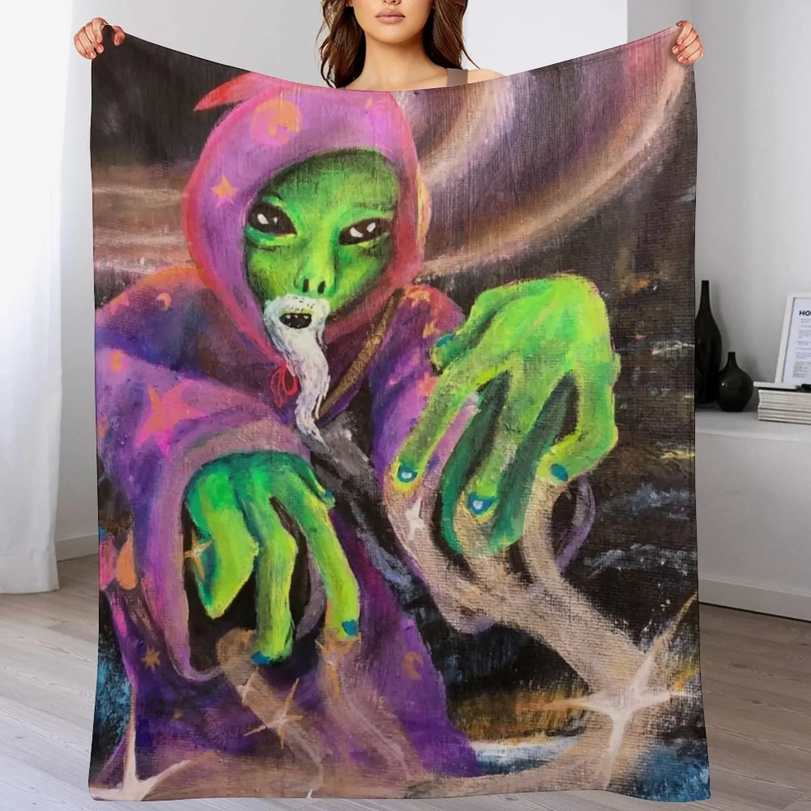 

New Funky Little Wizard Martian Throw Blanket for winter Thermal warm for winter Blankets