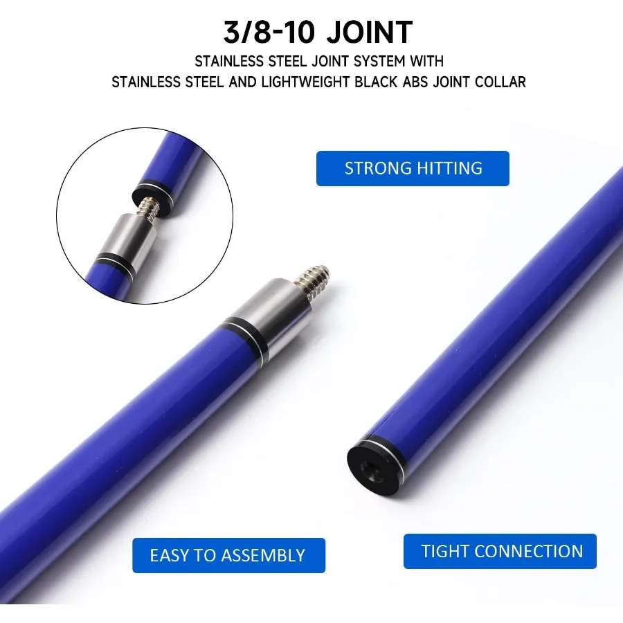 GSE Games Sports Expert 58 2 قطعة من أعواد البلياردو المركبة المصنوعة من الألياف الزجاجية والجرافيت مع خيارات ألوان متعددة ووزن #3