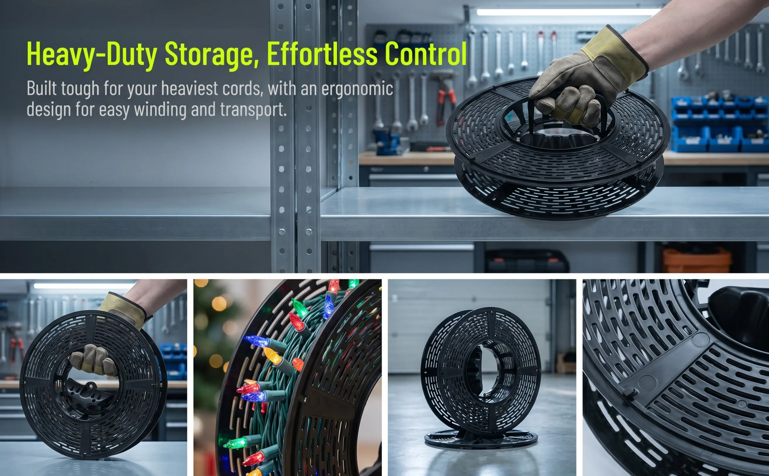 Cord Storage Spool for Christmas Lights String Lights Extension Cords Holiday Light Reels Easy Wind Keeper