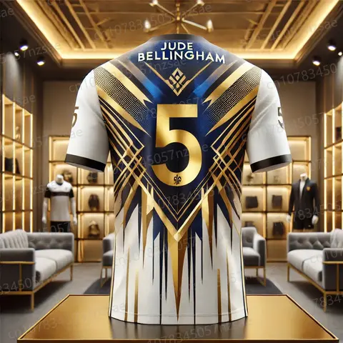 2025 새로운 도착 여름 플래티넘 계획 Bellingham Num 5 축구 스포츠 저지 통기성 훈련 축구 탑 티 소년 의류