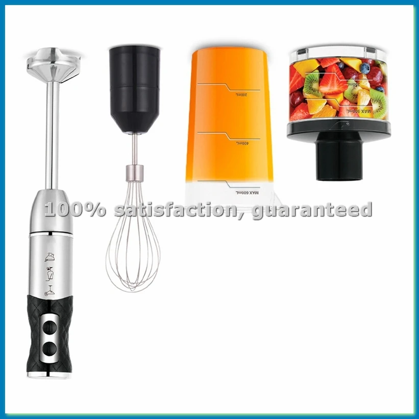

Immersion Blender Handheld, 4 in 1 Hand Blender, Stainless Steel Stick,Emulsion Blender with Chopper, EU Plug-ABHG