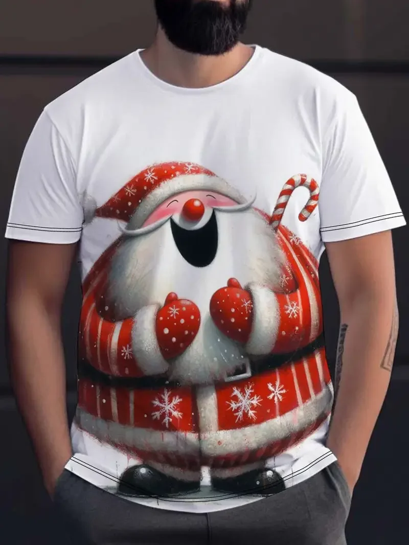 

Merry Christmas 3D Santa Claus Print T-shirt Men Women Fashion Casual Oversize Short Sleeve Tshirt Snowflake Tops Tees Xmas Tree