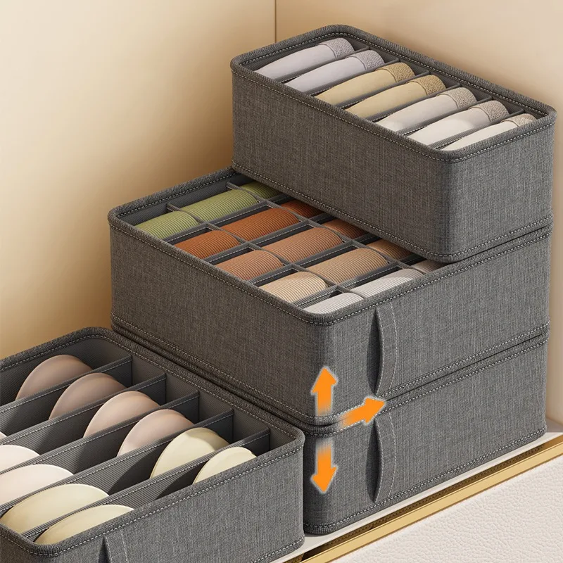 Underwear socks storage box Divided three-piece underwear storage box foldable drawer underwear storage box