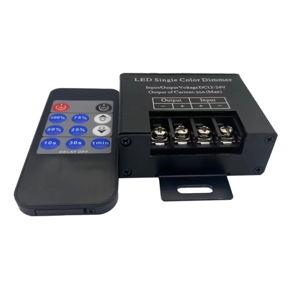 11 Key RF Wireless LED Dimmer 30A 12-24V DC Remote Control With Delay Off Function For Single Color LED Strip Light Controller