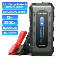 TOPDON V2200Plus 2200A 12V Emergency Portable Car Battery Booster Jumper Pack Power Bank 2-in-1 Battery Tester Peak Jumpstarter