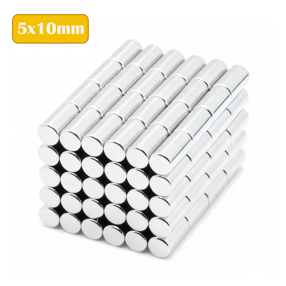 10-200 pces 5x10mm ímã de neodímio neodimio n35 ndfeb redondo super poderoso forte permanente magnético imanes disco 5x10mm ímãs