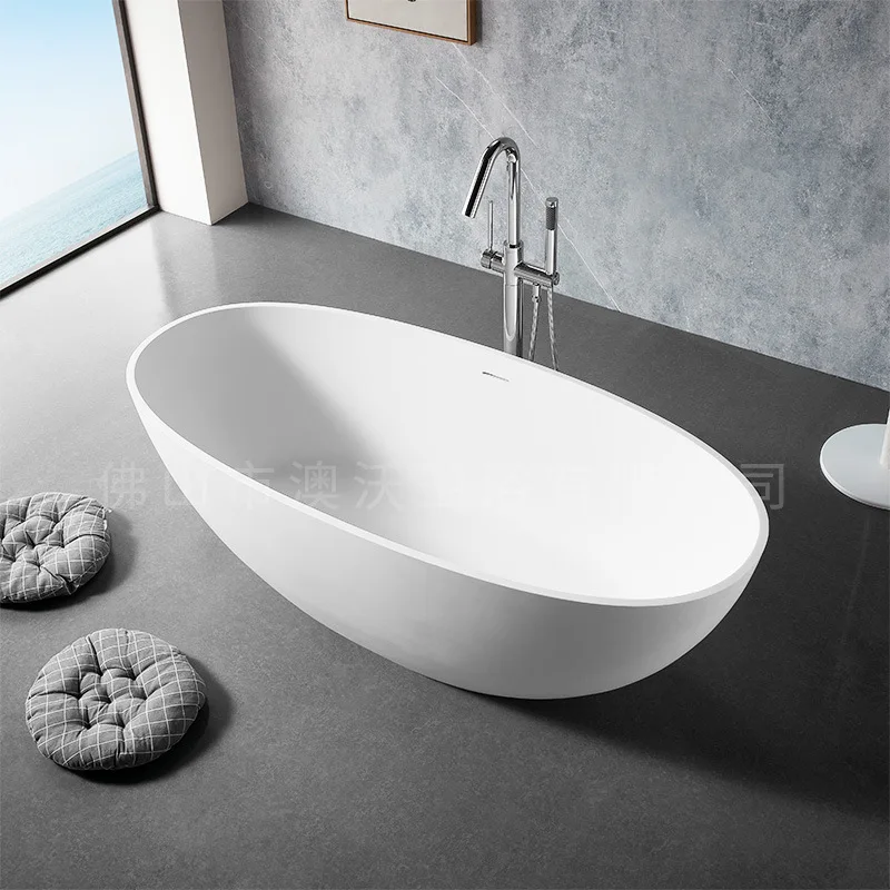 

Independent Full-body Solid Artificial Stone Bathtub Qimeishi Hotel Villa Engineering Household Foshan Manufacturer Bathtub