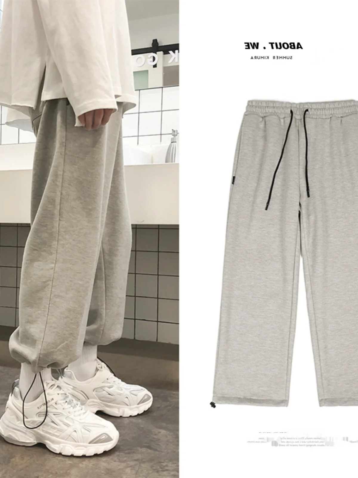 

Men's Thiened Fce Lined Casual Pants Loose Fit ey Sports Trousers Autumn Winter Faion Trendy Straight Leg Long Trousers