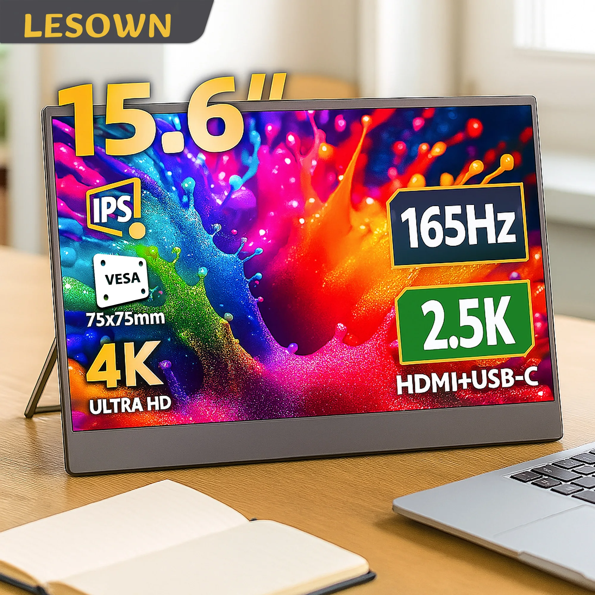 LESOWN Portable Display 7 Inch Touchscreen Mini Screen 1024x600 IPS LCD Space-Saving Monitor for Laptop Windows Raspberry Pi