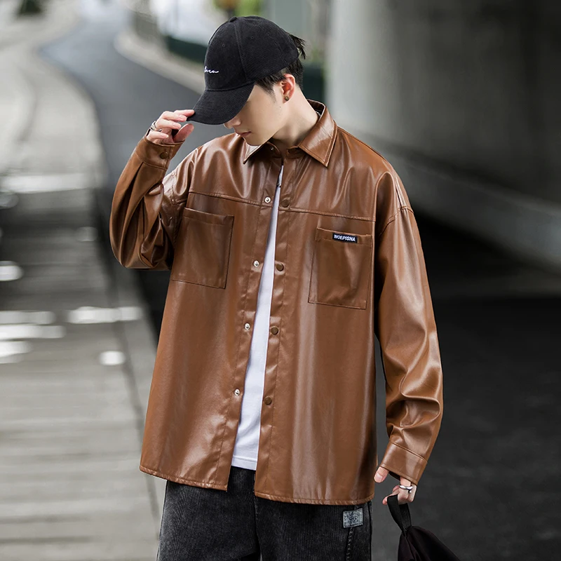 

Модная мужская куртка из искусственной кожи, новинка весна-осень, стильная куртка-косуха с воротником, американская винтажная мотоциклетная одежда