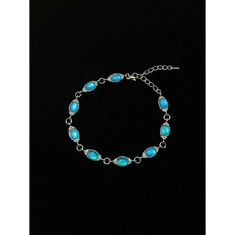

Forest Style Non Collision Salt Lake Flower Bracelet White/light Blue Floral Bead String Emits A Cool Retro Luster