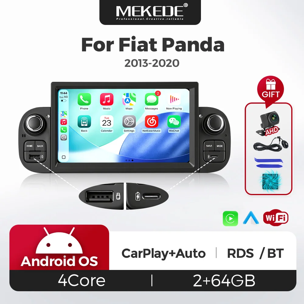 MEKEDE Android 15 Intelligent car audio system 7INCH Wireless Carplay 4-Core Car radio GPS Navigation For Fiat Panda 2013-2020