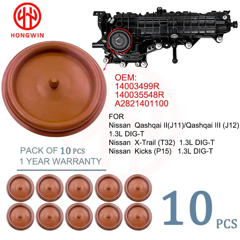 10PCS OEM A2821401100 140034990R Intake Manifold Membrane For Nissan Qashqai II Qashqai III X-Trail (T32) Kicks (P15) 1.3L DIG-T