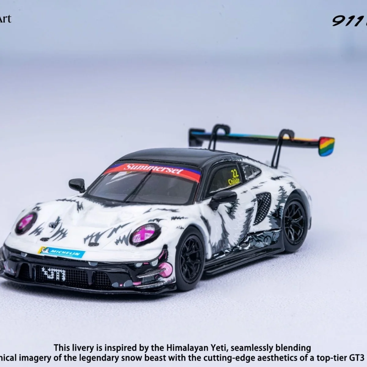 

Коллекционная модель автомобиля Elowen Art 1/64 Snow Monster Livery Porsche 911 GT3 Iron Maiden Porsche, литая под давлением, из сплава, подарок