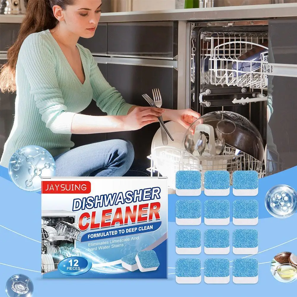 Washing Machine Cleaner Descaler 12 Pack-Deep Cleaning Tablets For  Front Loader & Top Load Washer,Clean Inside Drum