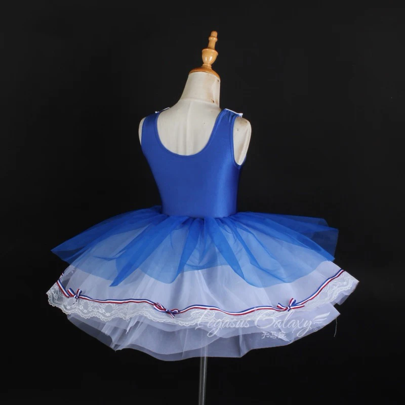 الباليه سوان تنورة رقص الأطفال الأزرق قزم فريق أداء الباليه توتو فستان الفتيات أكمام القياسية تنورة رقص الباليه #4