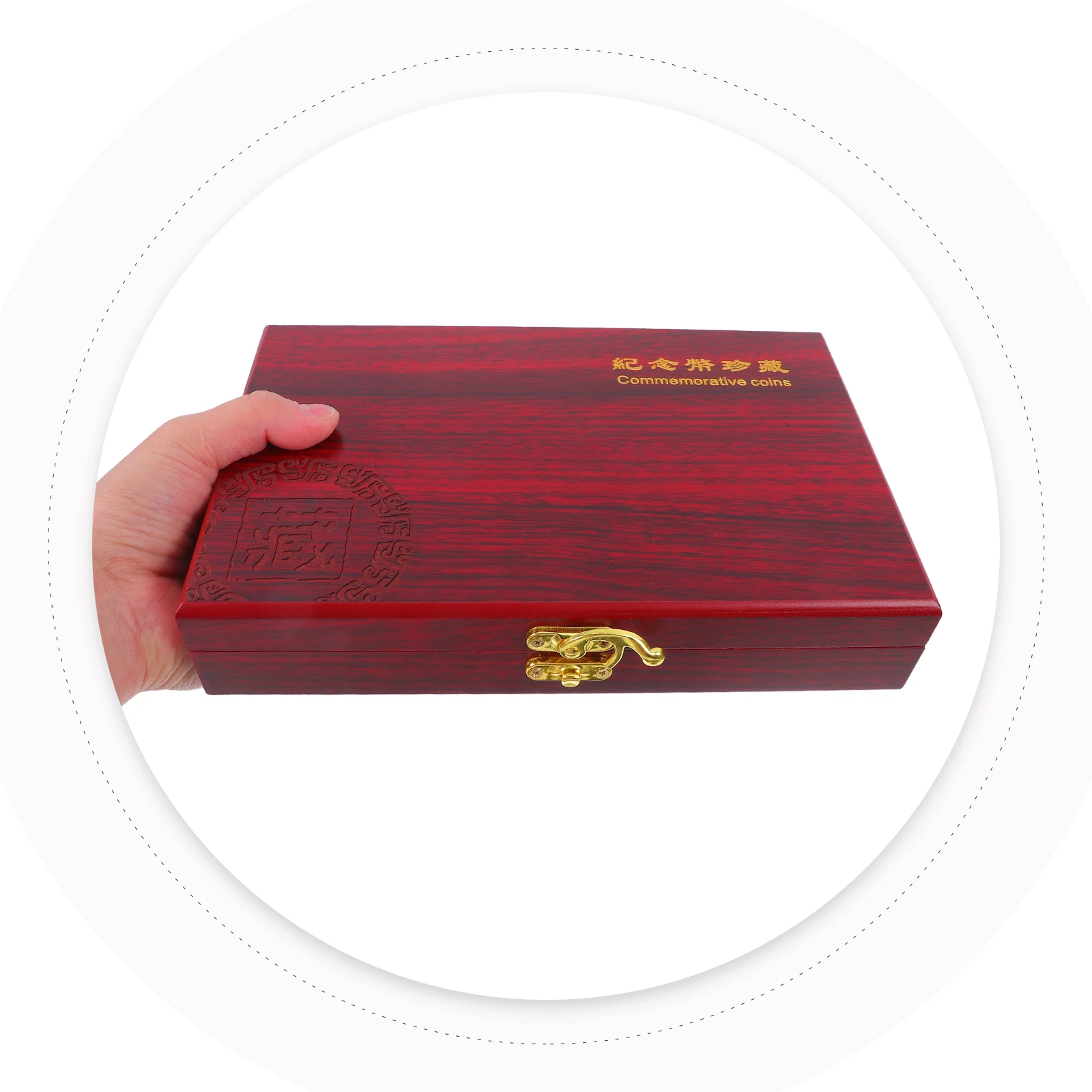 

1pc Wooden Coin 50 Coins Red Wood Color Storage Commemorative Container Wood Coins Container Portable Compact Life