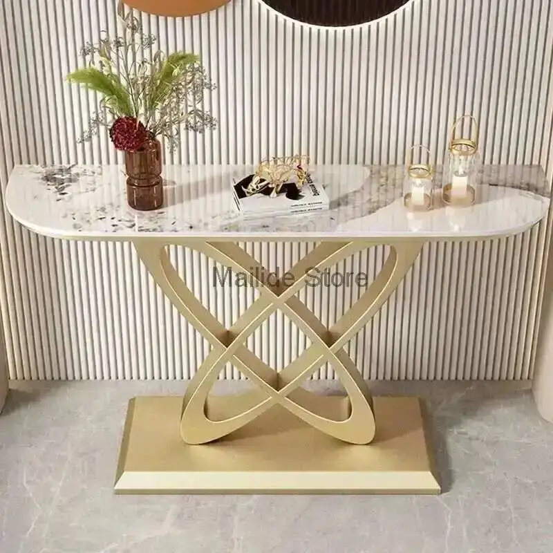 Home Nordic Marble Furniture Console Tables For Hallway Table Upscale Creative Light Luxury Iron Art Living Room Entryway Tables
