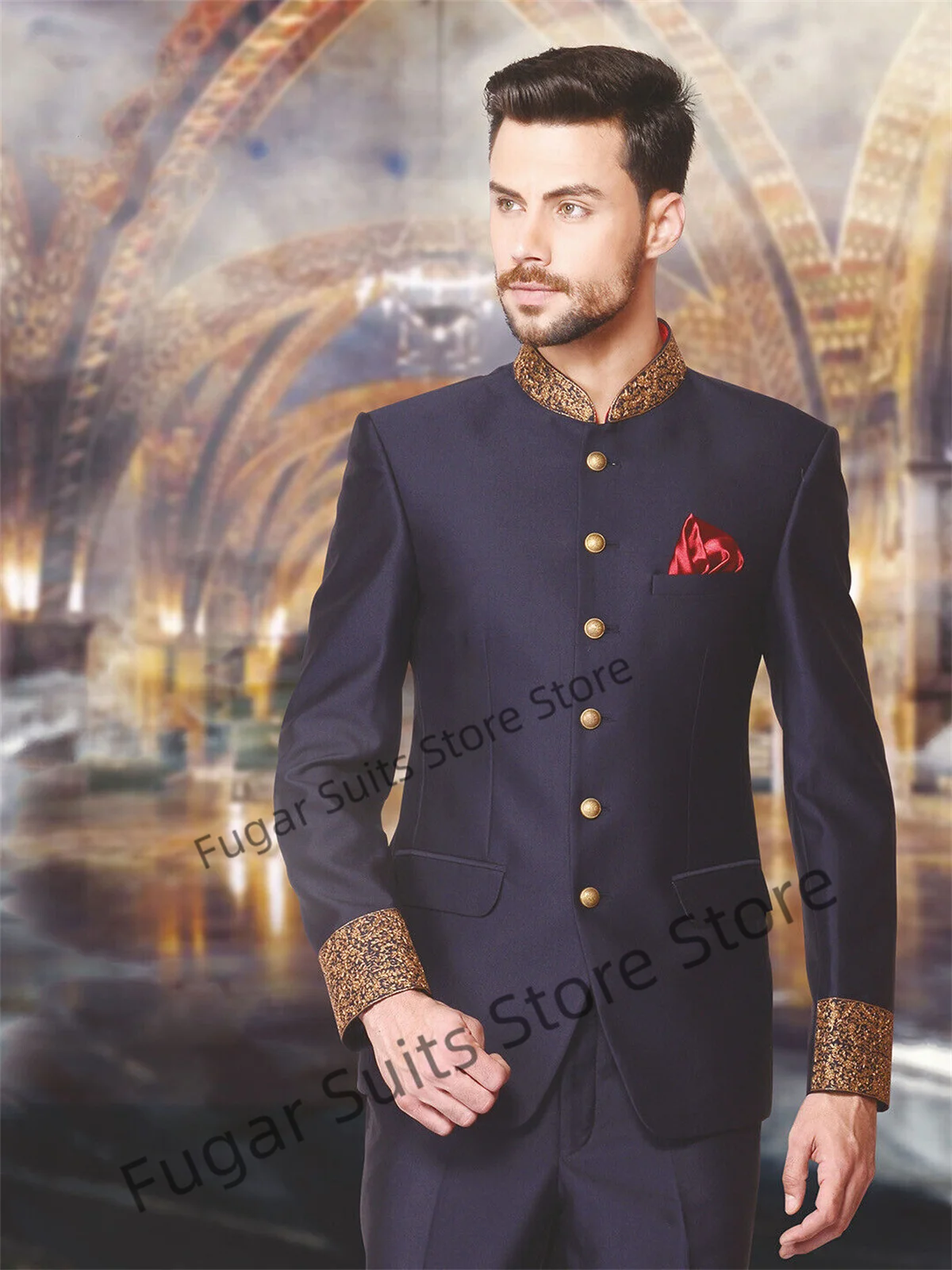 Luxuly Black Classic Suits For Men Slim Fit Formal Prom Wedding Groom Tuxedos 2Pieces Sets Business Male Blazer Trajes De Hombre