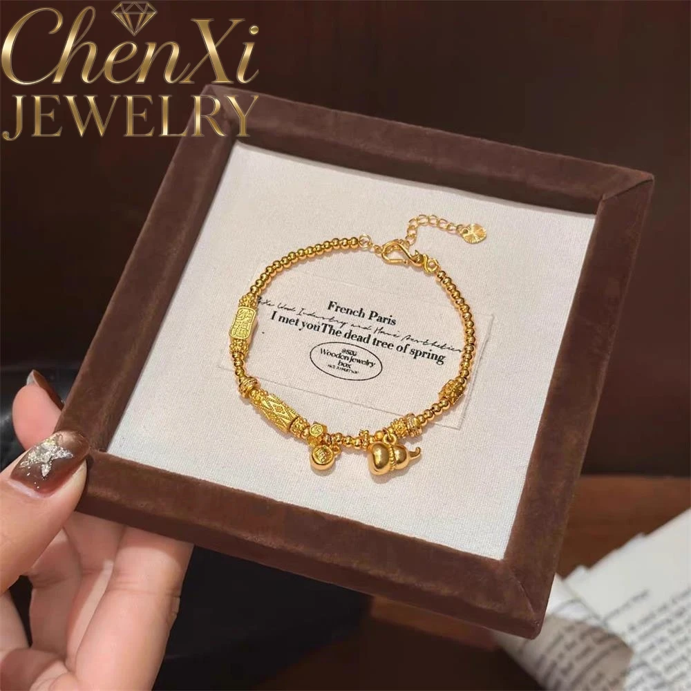 

High-end Sand Gold Gourd Fortune Lucky Bracelet Luxury Quality Fashion Fine Jewelry Exquisite Elegant Popular Charms Young Gift