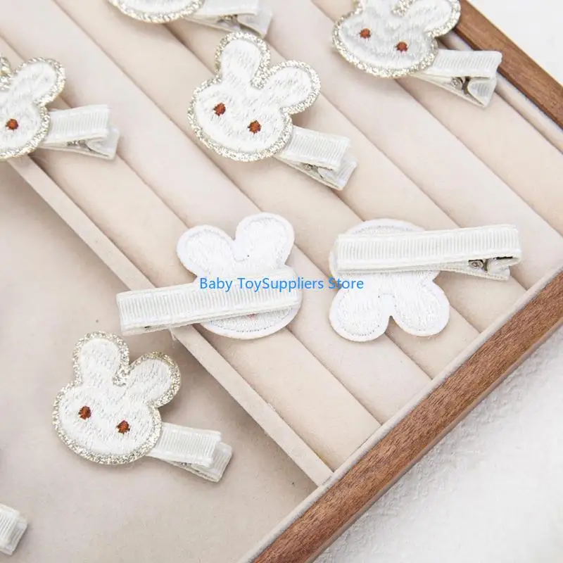 

R1WF Embroidered Rabbit Hair Clip Design Hairpin Headdress for Kids and Teens