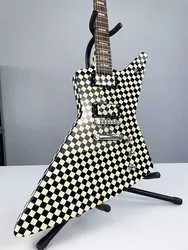 Classic black and white chessboard goose electric guitar explorer goose electric guitar