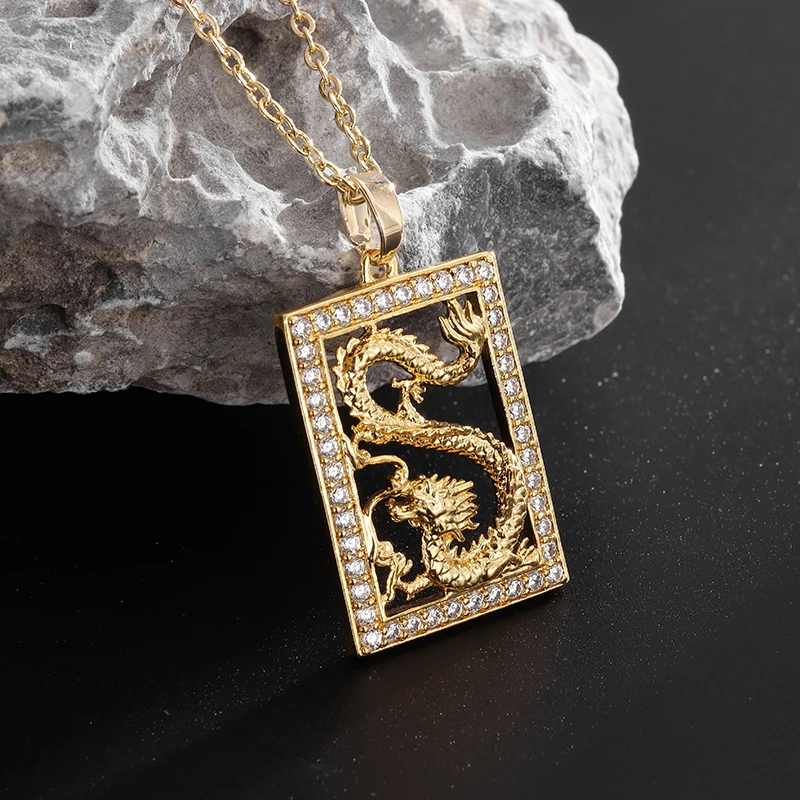 Exquisite Zircon Inlaid Twelve Zodiac Dragon Pendant Necklace Suitable for Women's Lucky Charm Amulet Jewelry image 2