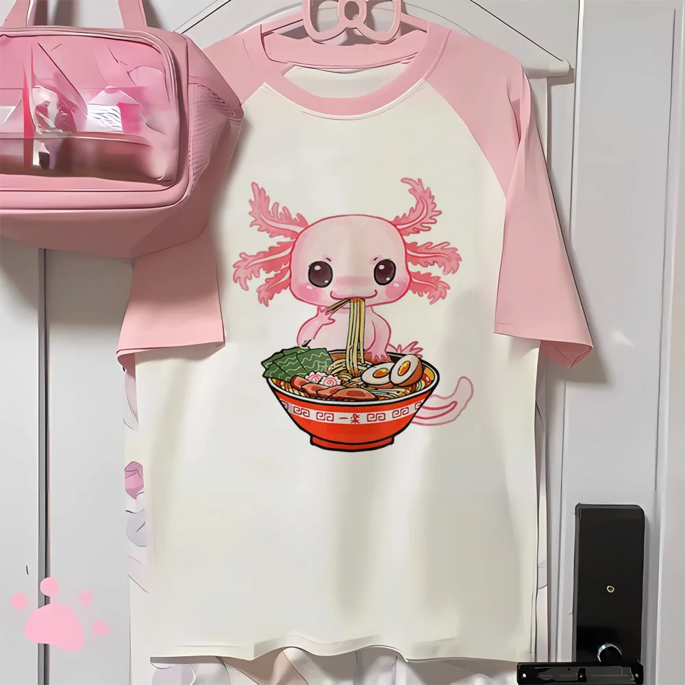 Axolotl top women soft fabric breathable designer t-shirts girl comic clothing